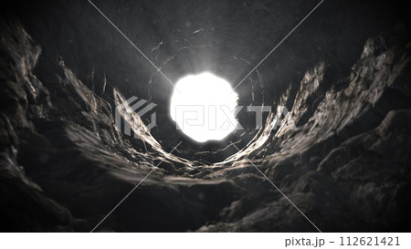 Empty tomb of Jesus with light, resurrection for christian religion, Easter theme 112621421