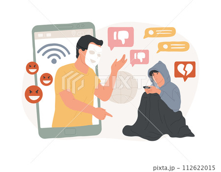 Internet criticism isolated concept vector illustration. Social media behavior, hate speech, comments and share, negative opinion, troll message, fake profile, anonymous vector concept. 112622015