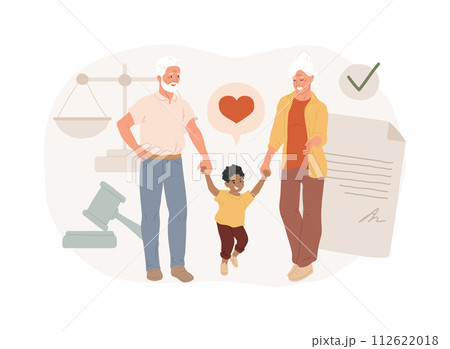 Guardianship isolated concept vector illustration. Child custody, legal guardian authority, stepfather stepmother, foster care parent, family lawyer, happy parenting, adoption vector concept. 112622018