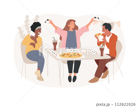 Play cards isolated concept vector illustration. Family card games, time spending, play with friends, home sitting activities, legal fun gambling, stay at home activity idea vector concept. Play cards isolated concept vector illustration. Family card games, time spending, play with friends, home sitting activities, legal fun gambling, stay at home activity idea vector concept. 112622026