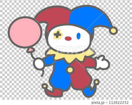 風船を持つかわいいピエロのイラスト 112622252