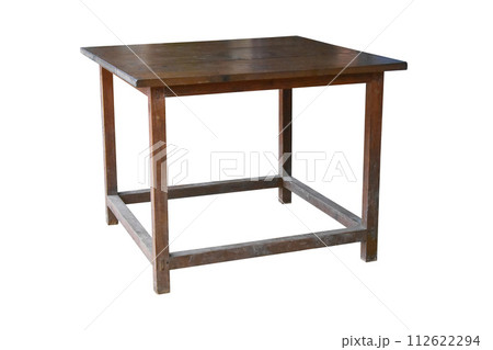 Brown wooden table isolated Brown wooden table isolated 112622294