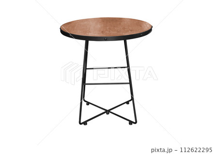 Wooden table steel legs simplistic isolated Wooden table steel legs simplistic isolated 112622295