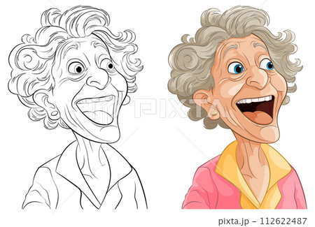 Joyful Elderly Woman Vector Illustration 112622487