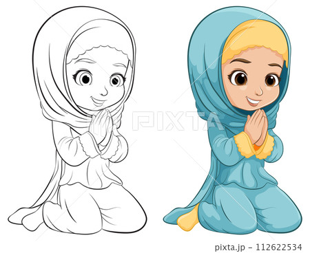 Colorful Illustration of Praying Child 112622534