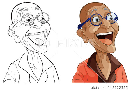 Joyful Cartoon Elderly Man Illustration Joyful Cartoon Elderly Man Illustration 112622535