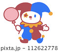 風船を持つかわいいピエロのイラスト 112622778