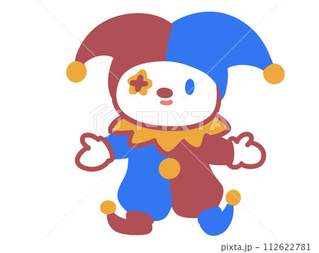 ピエロのかわいいデフォルメイラスト 112622781