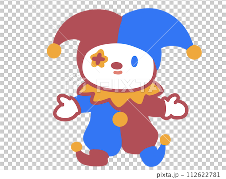ピエロのかわいいデフォルメイラスト 112622781