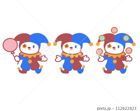かわいいピエロ達のイラスト 112622823