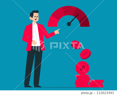 Risk assessment with speedometer. Credit assessment concept Risk assessment with speedometer. Credit assessment concept 112623491