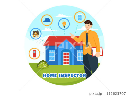 Home Inspector Vector Illustration with Checks the Condition of the House and Writes a Report for Maintenance Rent Search in Flat Background 112623707