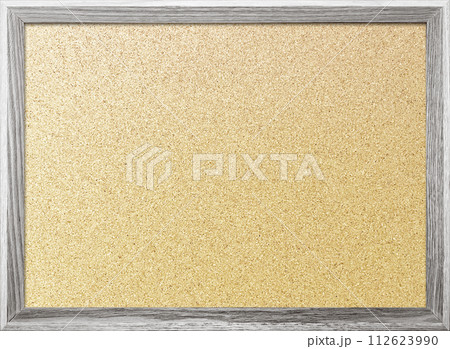 木製フレームの白灰色の枠のある細かいコルクボードの背景画像 112623990