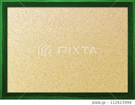 木製フレームの濃い緑色の枠のある細かいコルクボードの背景画像 木製フレームの濃い緑色の枠のある細かいコルクボードの背景画像 112623998