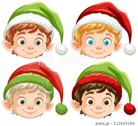Festive Elves with Cheerful Expressions 112624164