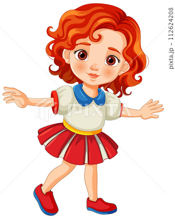 Happy Young Girl Dancing Illustration Happy Young Girl Dancing Illustration 112624208
