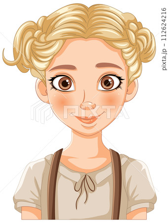 Smiling Young Girl Vector Portrait Smiling Young Girl Vector Portrait 112624216