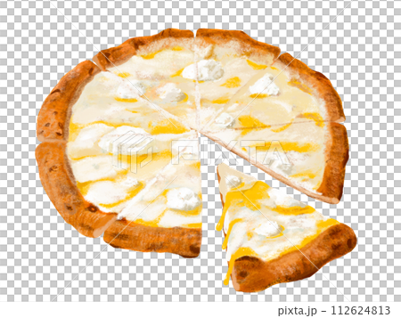 Quattro Formaggi Pizza (Hole and Piece) 112624813