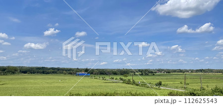 beautiful view of landscape and green view with blue sky and white cloud beautiful view of landscape and green view with blue sky and white cloud 112625543
