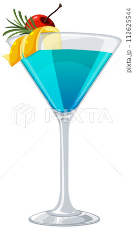 Tropical Blue Cocktail Illustration 112625544