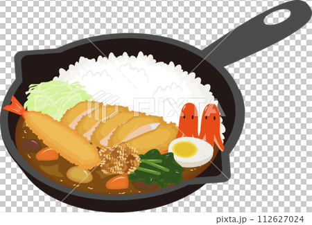 煎鍋炸肉排咖哩配上配料 112627024