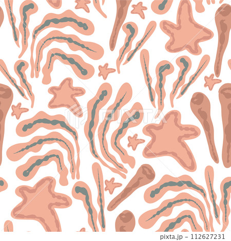 Sea star sea weed pink pastel seamless pattern flat design Sea star sea weed pink pastel seamless pattern flat design 112627231