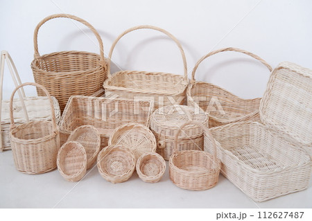 beautiful wicker basket as a background 112627487