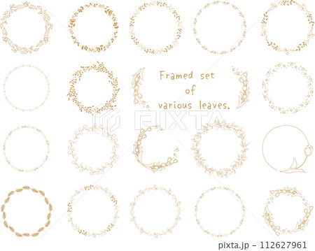 落ち着いた色の草木のフレームセット。 落ち着いた色の草木のフレームセット。 112627961