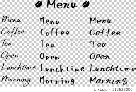 Menu text. Cafe characters. Menu text. Cafe characters. 112628000