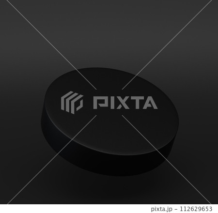Minimal black cylinder pedestal or podium for product showcase. Blank mockup. Dark background. Empty stage. Minimal black cylinder pedestal or podium for product showcase. Blank mockup. Dark background. Empty stage. 112629653