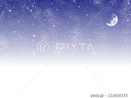 青背景に三日月と星空 青背景に三日月と星空 112630155
