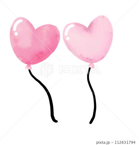 Couple of pink heart shaped balloons, valentine concept.	 112631794