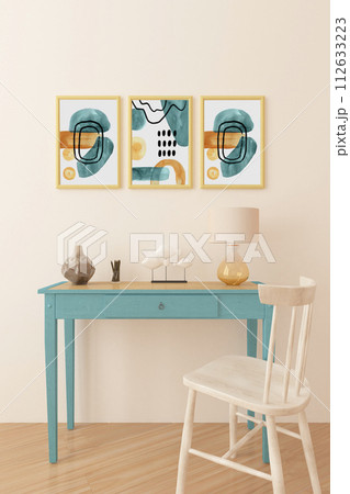 room with a chair and frame 112633223