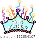 happy birthday party poster with clown 112634107