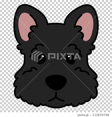 黑色蘇格蘭梗前臉的簡單可愛圖解，帶有主線 112634746