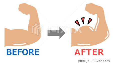 ジムで筋トレして上腕二頭筋が鍛えられてムキムキになった腕のイラスト ジムで筋トレして上腕二頭筋が鍛えられてムキムキになった腕のイラスト 112635329