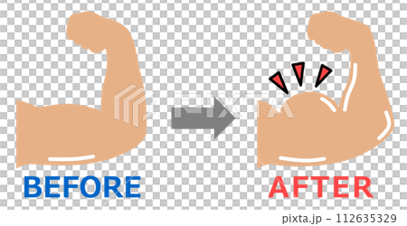 ジムで筋トレして上腕二頭筋が鍛えられてムキムキになった腕のイラスト ジムで筋トレして上腕二頭筋が鍛えられてムキムキになった腕のイラスト 112635329
