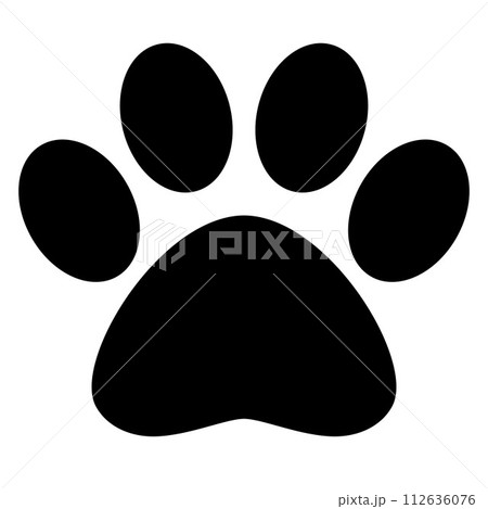 animal track, black and white vector silhouette cartoon illustration 112636076
