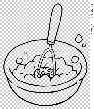 じゃがいもを潰す線画 112636171