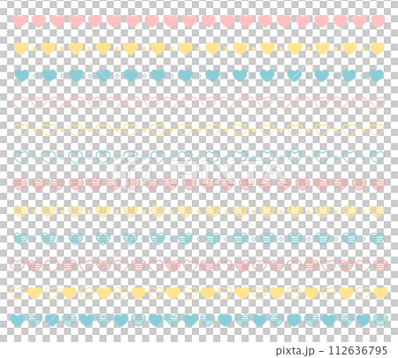 手繪心形裝飾線、一組裝飾材料、散刷 112636795
