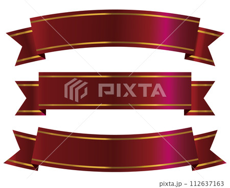 光沢のあるリボンの背景素材セットワインレッド 光沢のあるリボンの背景素材セットワインレッド 112637163