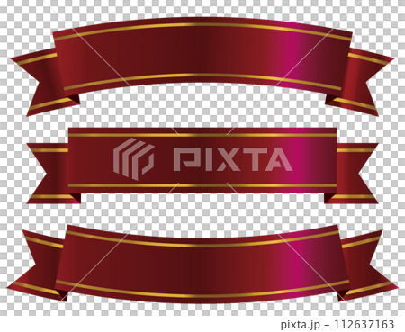 光沢のあるリボンの背景素材セットワインレッド 光沢のあるリボンの背景素材セットワインレッド 112637163