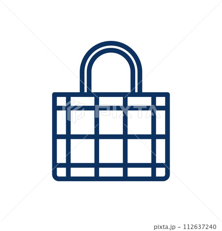 Wicker Bag Icon. Vector Isolated Line Art Illustration with Editable Stroke of Beach Rattan Everyday Travel Wicker Basket Bag in Modern Casual Minimal Design. 112637240
