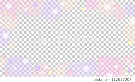 かわいい淡い紫色のほわほわお花フレーム　16：9 112637307