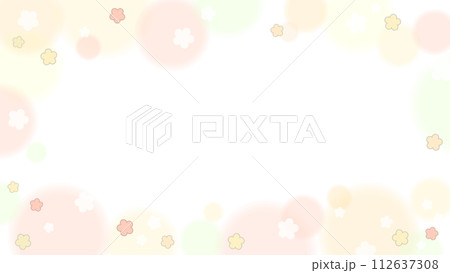 かわいい黄色とオレンジ色のほわほわお花フレーム　16：9 112637308