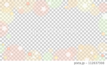 かわいい黄色とオレンジ色のほわほわお花フレーム　16：9 112637308