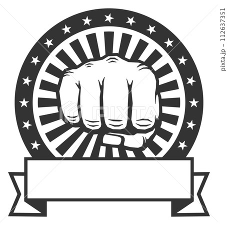 Boxing club logo. Human fist punch emblem Boxing club logo. Human fist punch emblem 112637351