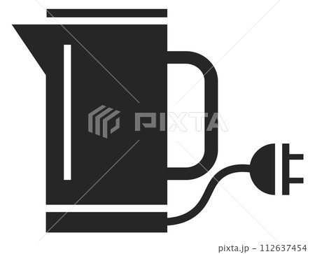 Electric kettle icon. Black teapot. Kitchen appliance Electric kettle icon. Black teapot. Kitchen appliance 112637454
