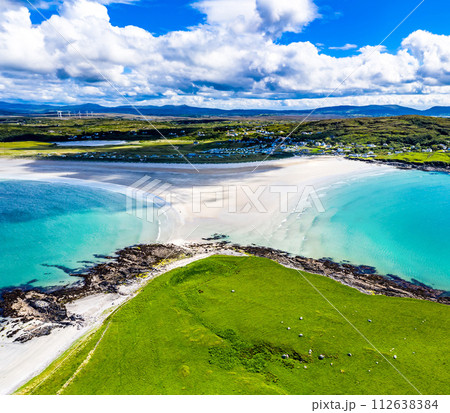 Aerial view of the Inishkeel and the awarded Narin Beach by Portnoo, County Donegal, Ireland Aerial view of the Inishkeel and the awarded Narin Beach by Portnoo, County Donegal, Ireland 112638384