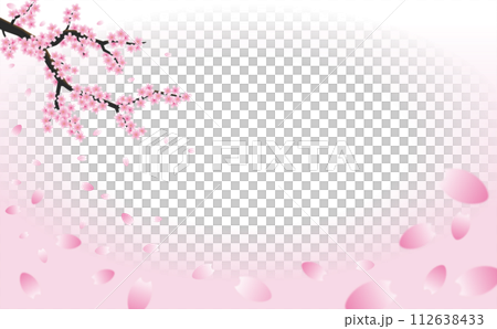 桜の枝と花吹雪の背景イラスト 112638433